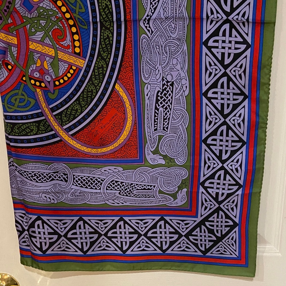 Multicolor Celtic Pattern Scarf Silk Scarf - Picture 10 of 10